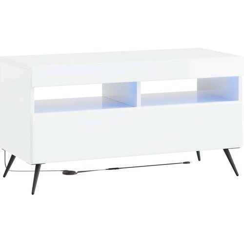 vidaXL LED TV kabinet BREDA Bijela visokog sjaja Konstruirano drvo - Bijela visokog sjaja Cene