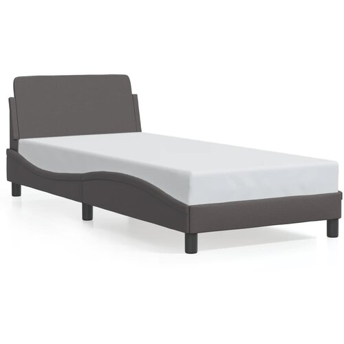 Maison Chic Posteljni okvir - Enojna postelja - Postelja za odrasle z vzglavjem siv 90x200 cm umetno usnje-J9677, (21768812) Slike