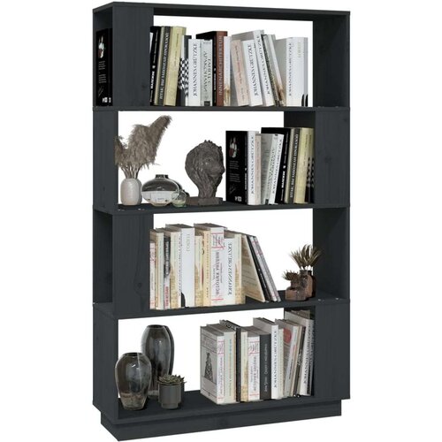  Knjižna omara/pregrada siva 80x25x132 cm trdna borovina, (20705650) Slike