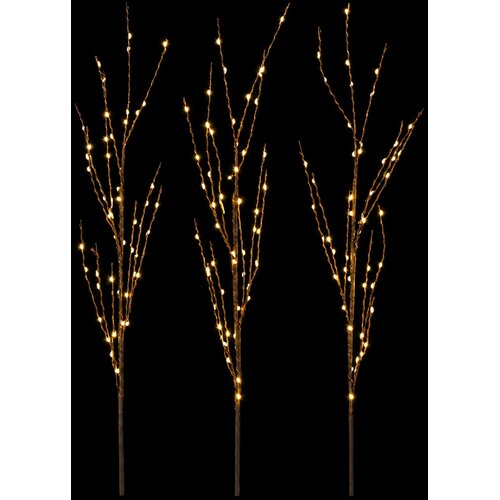  LED bakrena ukrasna božićna grana 3 kom. Smeđa 62 cm Čelik Slike