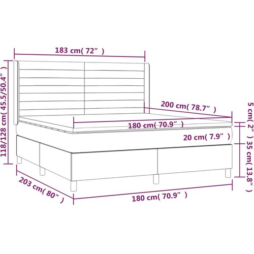  Krevet box spring s madracem LED tamnosivi 180x200 cm tkanina Slike