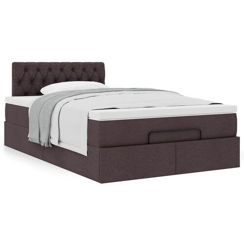 VidaXL Otomanski okvir kreveta s madraca tamnosmeđi 120x200cm tkanine Slike