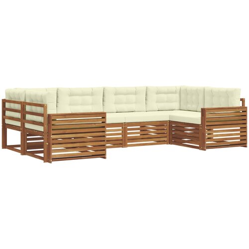  Set vanjskih sofa 6 kom. Prirodna i krem Čvrsto drvo akacije 325 x 172,5 x 73 cm Slike