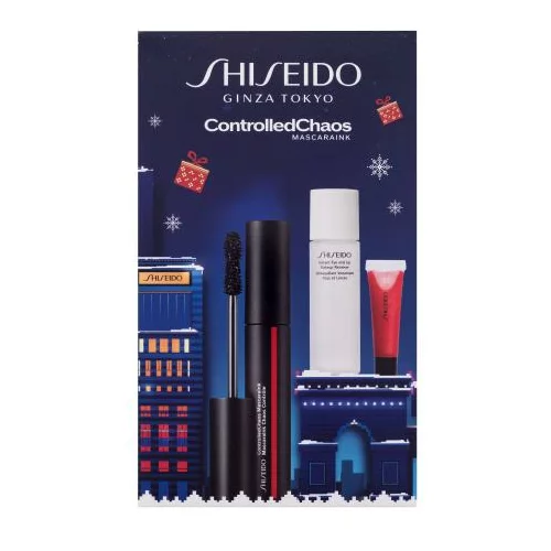 Shiseido ControlledChaos MascaraInk Odtenek 01 black pulse Set maskara ControlledChaos MascaraInk 11,5 ml + odstranjevalec ličil Instant Eye and Lip Makeup Remover 30 ml + glos za ustnice Shimmer GelGloss 2 ml 07 Shin-Ku Red