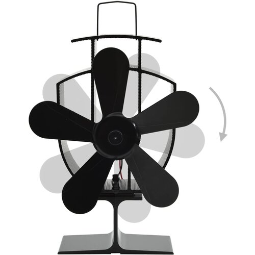  Ventilator za peć na toplinski pogon s 5 lopatica crni Slike