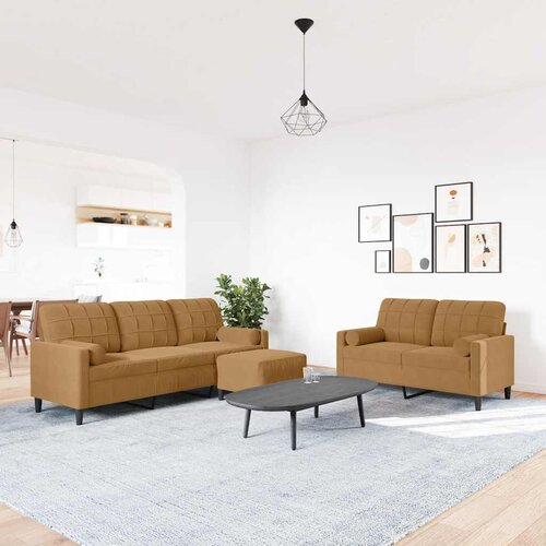  3-dijelni set sofa s jastucima smeđi baršunasti Cene