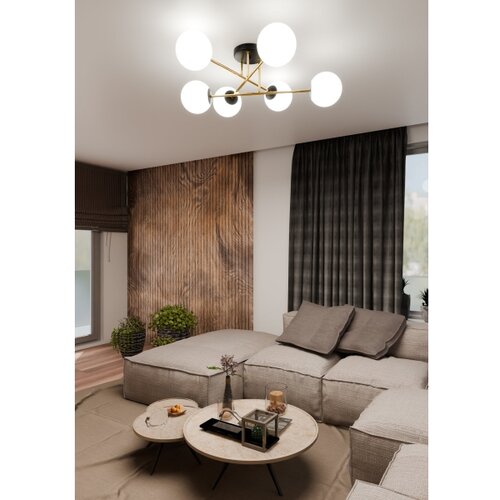  Luster na &amp;scaron;ipci MAGNUM 6xE14/10W/230V bela/zlatna/crna Slike
