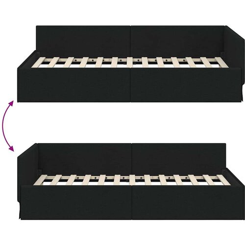 VidaXL kutni okvir kreveta s uzglavljem crna 80 x 200 cm Slike
