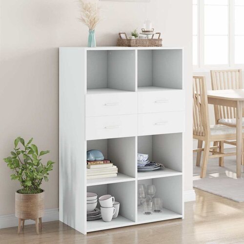  Visoka komoda bijela 80 x 42,5 x 124 cm konstruirano drvo Cene