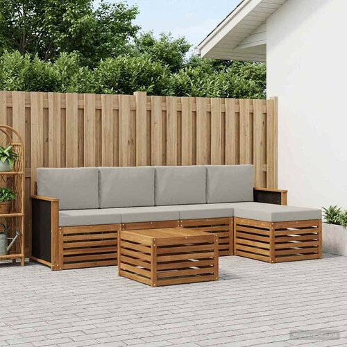  Set vanjskih sofa 6 kom. Prirodna i svjetlosiva Cene