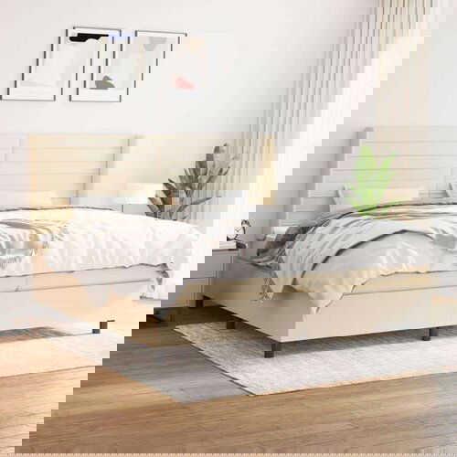  S oprugama i madracem krem 200 x 200 cm od tkanine Cijene