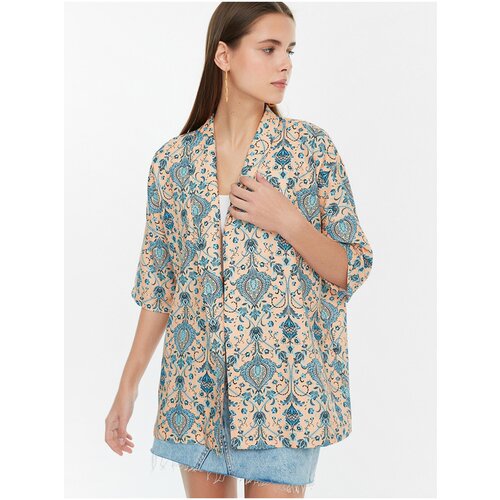 Trendyol Blue and Beige Patterned Kimono - Women Slike