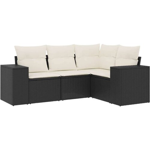 VidaXL 4-dijelni set vrtnih sofa od poliratana s jastucima crni Slike