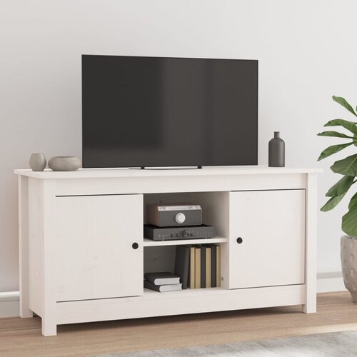 The Living Store TV omarica bela 103x36,5x52 cm trdna borovina - TV Omarica, (21375524) Slike