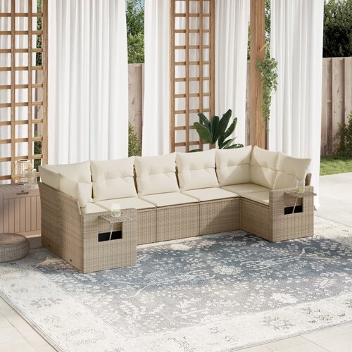 vidaXL 7-dijelni set vrtnih sofa od poliratana s jastucima bež Cijene