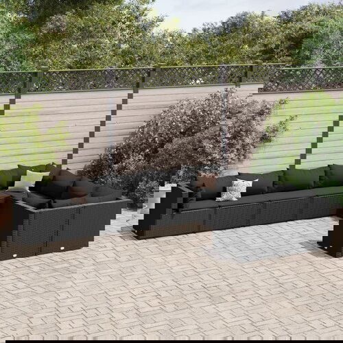 VidaXL 9-dijelni set vrtnih sofa s jastucima crni od poliratana Slike