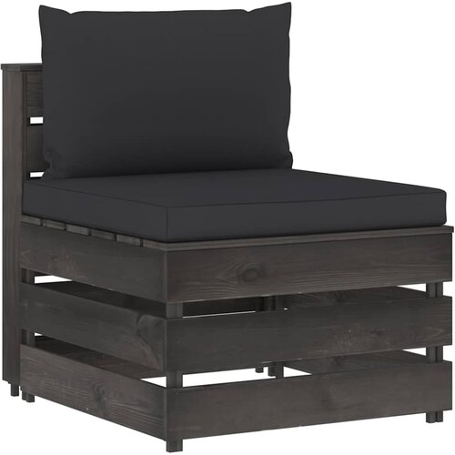  Modularna srednja sofa s jastucima od sivo impregniranog drva Crna Cijene