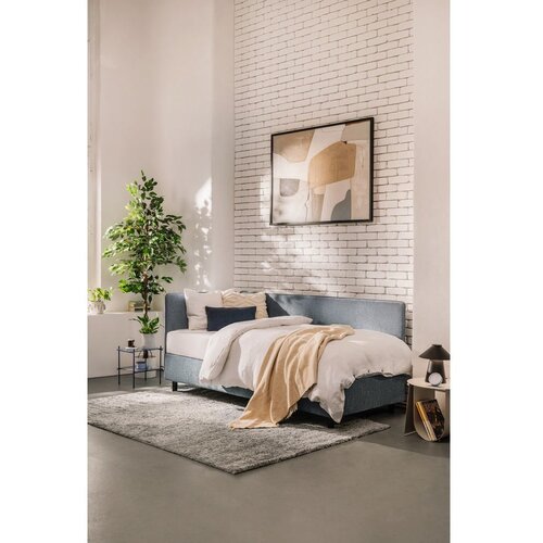 Bonami Selection Plavi tapecirani krevet s prostorom za odlaganje s madracem 120x200 cm Avela &amp;ndash; Slike
