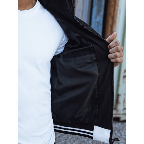 DStreet Men's winter quilted jacket with hood black Cene