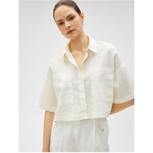Koton Linen Blend Crop Oversize Shirt Slike