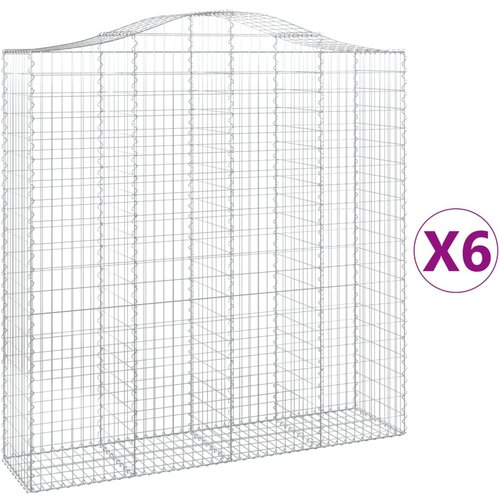 vidaXL Obokane gabion košare 6 kosi 200x50x200/220 cm pocinkano železo, (21000400) Cene