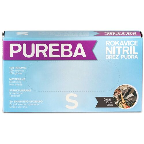  Rokavice iz nitrila Pureba (velikost: S, 100 kos/pak, brez pudra, črne) Cene