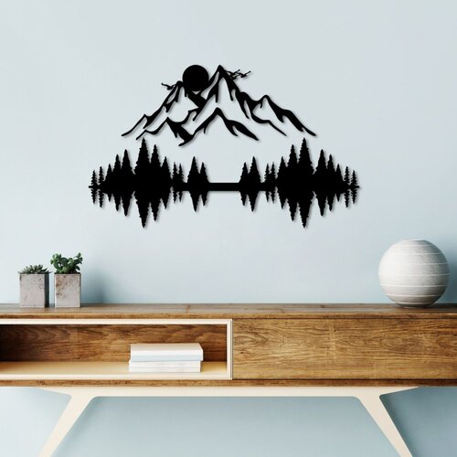 Wallity Zidna dekoracija Nature And Mountain - 9, 50 x 21 cm, Crna Cene