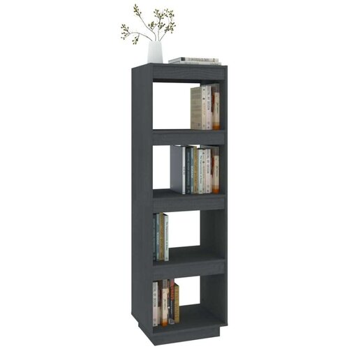 VidaXL knjižna omara za razdelitev prostora siva 40x35x135 cm borovina Slike
