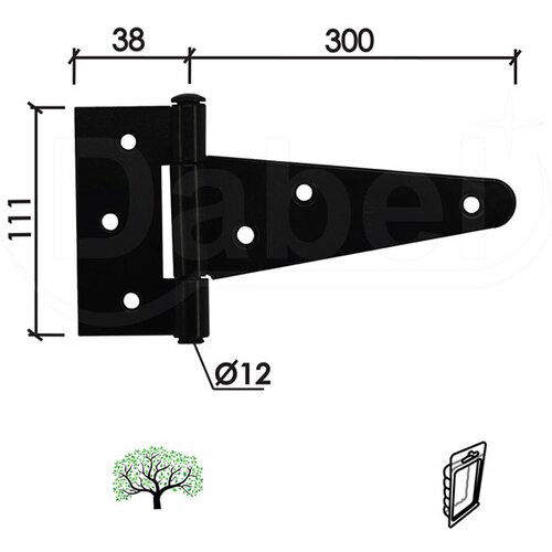 Dabel šarka brodska za vrata SP5 crna 300x111x38/fi12mm DP1 Cene