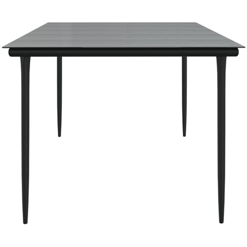  Vrtni blagovaonski stol crni 200x100x74 cm čelik i kaljeno staklo Slike