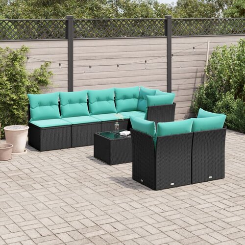 VidaXL 8-dijelni set vrtnih sofa od poliratana s jastucima crni Slike