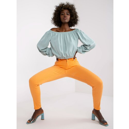 Fashion Hunters Bright orange denim pants from Marites low rise Slike