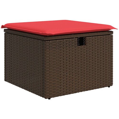 VidaXL Vrtni tabure s jastukom smeđi 55 x 55 x 37 cm od poliratana Slike
