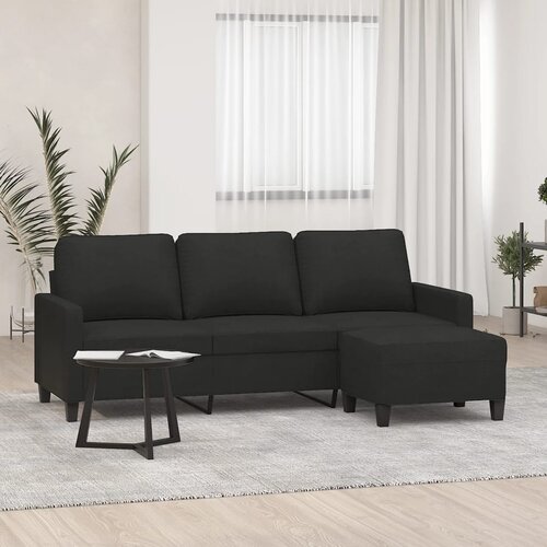 vidaXL Trosjed s tabureom crni 180 cm od tkanine Cijene