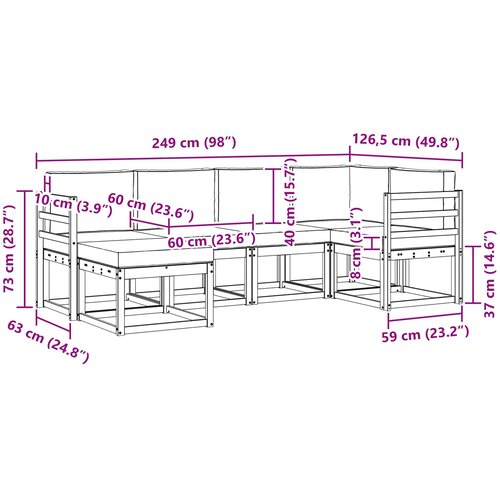 Set vanjskih sofa 6 kom. Prirodna i bež Smeđa 245 x 126,5 x 73 cm Slike