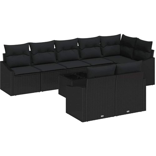  Set sofe 9 kom. Crna poliratan 288,5 x 123,5 x 85 cm Slike