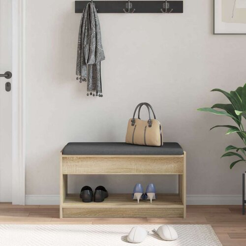  Klupa za hodnik s jastukom Sonoma hrast 83 x 38 x 45 cm - sonoma hrast 83 cm Slike