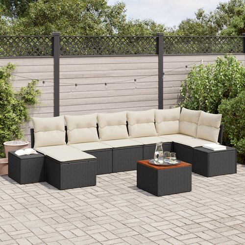 VidaXL Set vrtnih sofa od 8 dijelova s jastučićima Crni Poly Ratan Akacija Slike