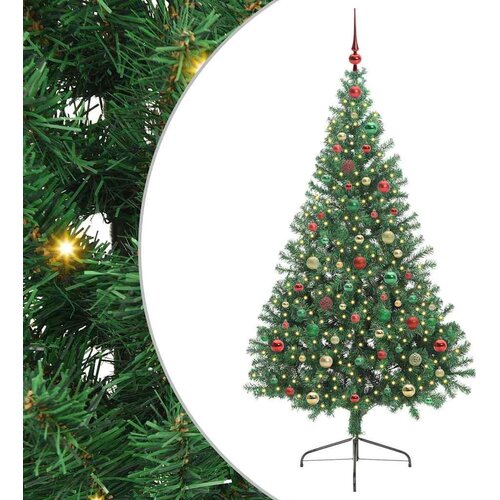 vidaXL Umjetna preddekorirana božićna jelka Zelena 180 cm PVC Cene