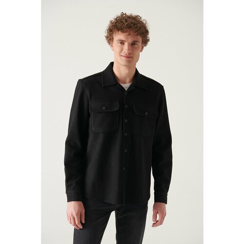 Avva Men's Black Cotton Lightweight Comfort Fit Casual Cut Jacket Coat Slike