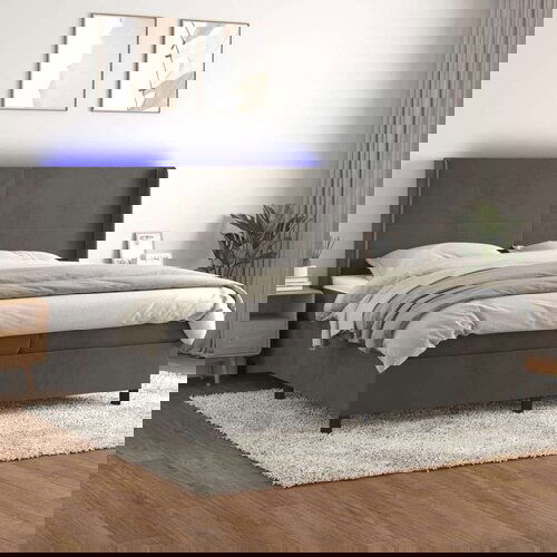  Box spring s madracem LED tamnosivi 200x200 cm bar&amp;scaron;un Slike