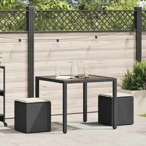Maison Chic Vrtni stolčki - Vrtni stoli z blazinami 2 kosa Črna 40x40x43 cm Poly Rattan JS1095, (21877925) Slike