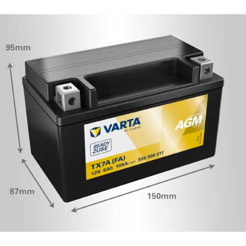 Varta Akumulator Powersports AGM Active YTX7A-4, 12V, 6Ah, L+ Slike