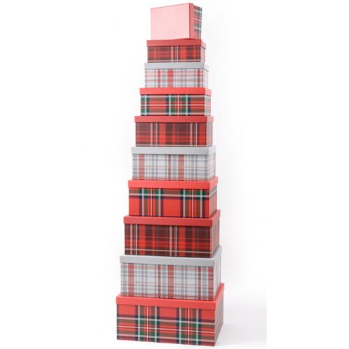 Novogodišnja kutija tartan red grey ( 43550-4 ) Slike