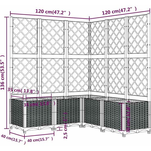  Vrtna sadilica s re&amp;scaron;etkom plava siva 120 x 120 x 136 cm PP Slike