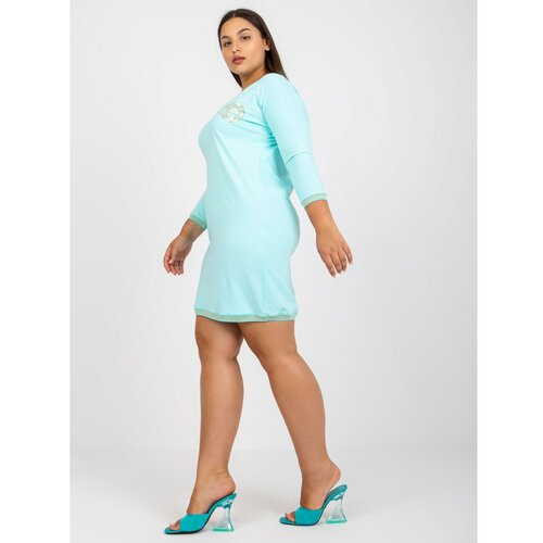 Fashion Hunters Mint plus size tunic with a small print and appliqué Slike