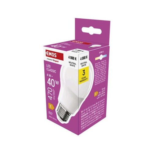  LED žarnica Classic A60 / E27 / 4 W (40 W) / 470 lm / Nevtralna bela Slike