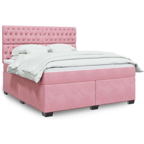 vidaXL Box spring postelja z vzmetnico roza 180x200 cm žamet Cene