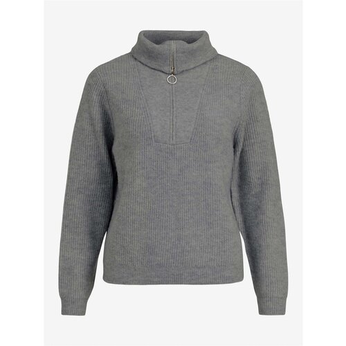 Vila Grey ribbed sweater with collar Mathilda - Women Slike