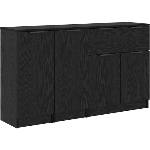  Komode 3 pcs Crni hrast 69 5 x 34 x 180 cm Konstruirano drvo Slike
